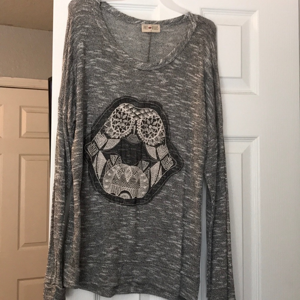 Gray free kisses sweater/pullover